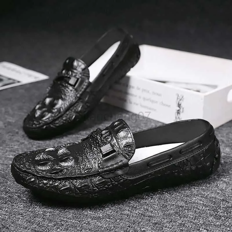 Klänningskor odile mönster läder slip på mens casual skor social ande kille slip-on mens platta loafers grunt sneakers för pappa