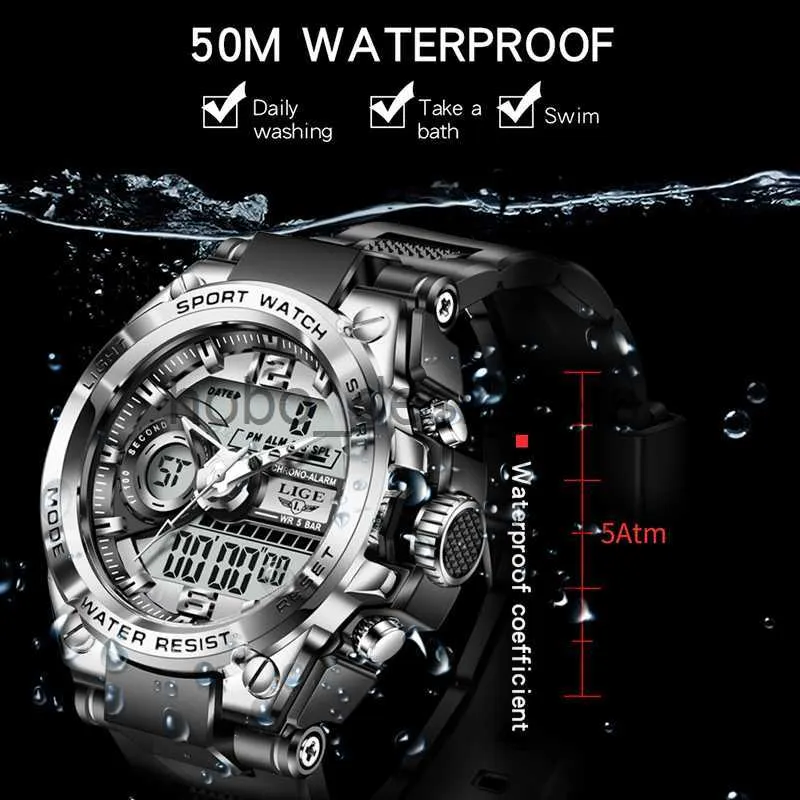 Reloj digital de cuarzo deportivo LIGE para hombre, relojes de buceo  creativos, reloj impermeable para hombre