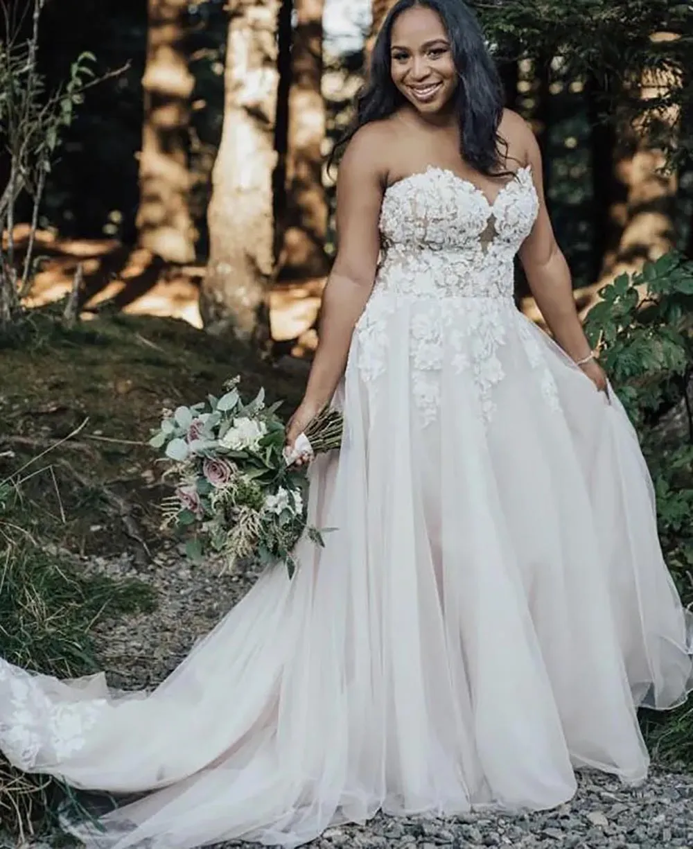 plus size wedding dress lace up back blue plus size wedding dresses Plus Size Lace-up Corset Back Custom Lace Wedding Dress-parroquiadesanalbertomagno.com