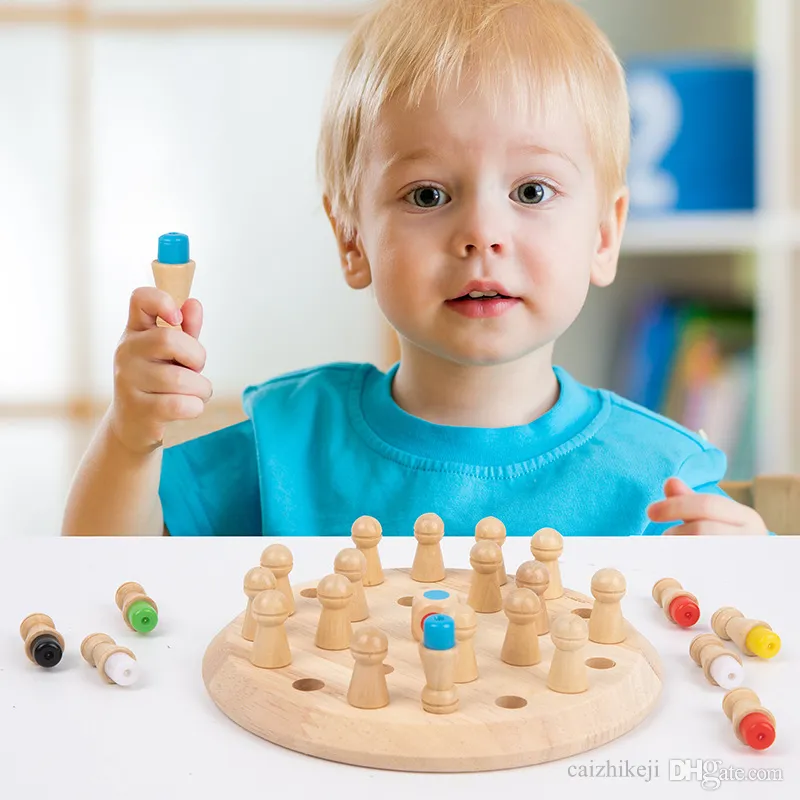 Peça de tabuleiro de xadrez Brinquedo de madeira Jogo de xadrez Vara Jogo de tabuleiro de bloco Brinquedo educacional Xadrez colorido Brinquedo de capacidade cognitiva para crianças Brinquedo de quebra-cabeça Bloco de construção de xadrez