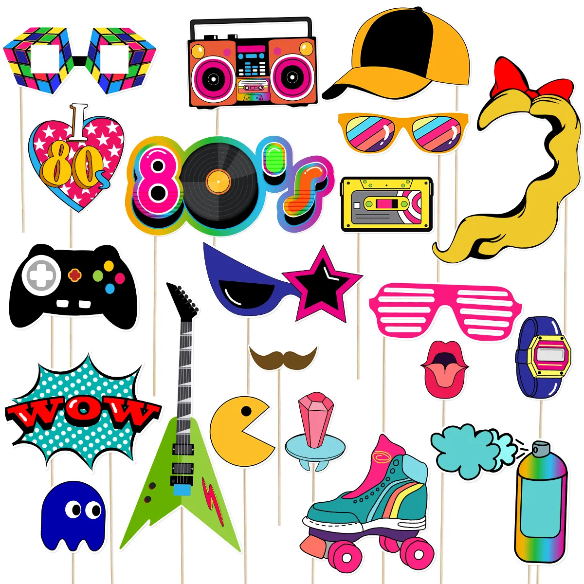 vintage-80s-party-store-pack-funny-party-booth-props-for-cosplay-birthday-decorations-and-favors for 80s Photo Booth Props Printable Free Vintage 80s party store - /Pack Funny Party Booth Props for Cosplay, Birthday Decorations, and Favors for 80s Photo Booth Props Printable Free