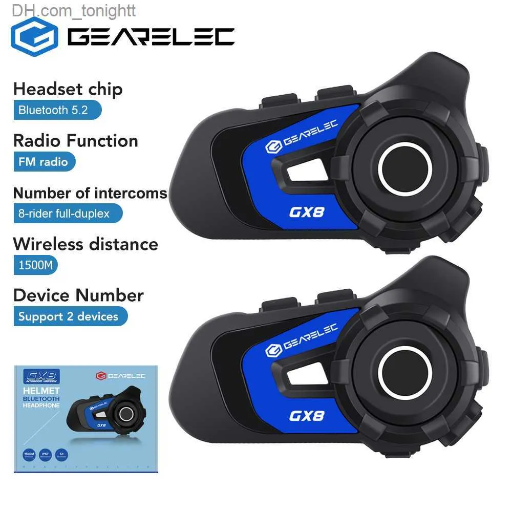 Newest Motorcycle Intercom Helmet Headset Bluetooth Speaker 8 Rider 1.5km Moto Communicator Music Sharing FM Radio Interphone Q230830