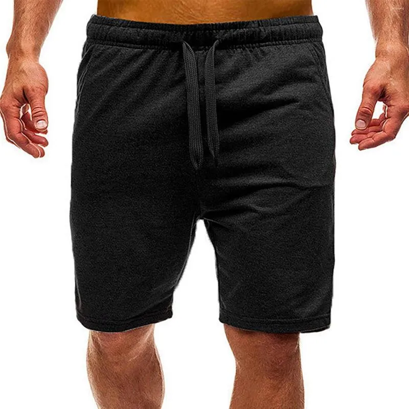 Herren-Shorts, einfarbig, lässig, Sport, 5 Zoll, lockerer Strand-Kordelzug, Herren-Badeshorts