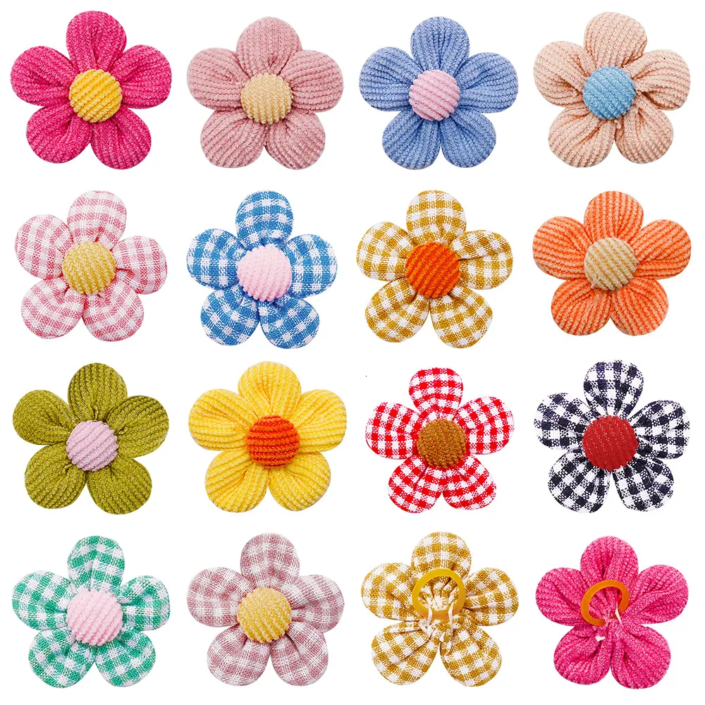 Vêtements de chien 1020pcs Bowknot Bowknot Bowknot avec bandes de caoutchouc toilettage coloré mignon couvre-chef à la main pour petit 230829