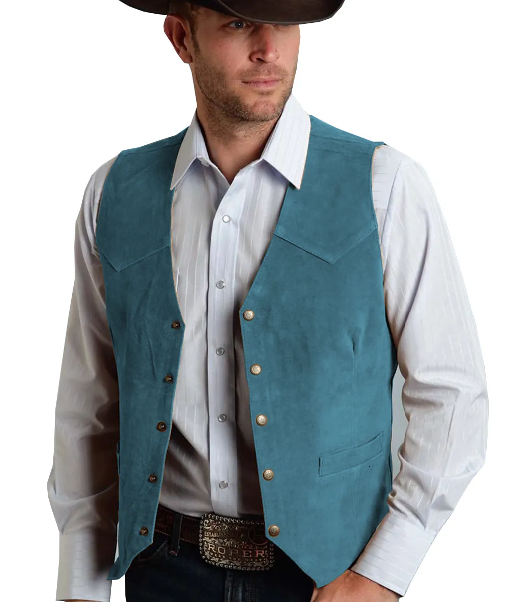 Herrenwesten Braune Weste Formeller Business-Anzug Wildlederweste Trauzeugen Für Hochzeit Cowboy 230829_voghion.com