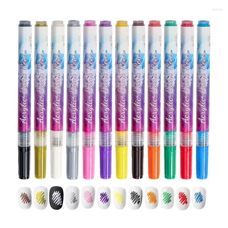 Kits d'art d'ongle ensemble de stylos 3D pointe de 0,7 mm 12 couleurs imperméable à l'eau Graffiti kit de stylo d'alimentation pour les débutants à la maison