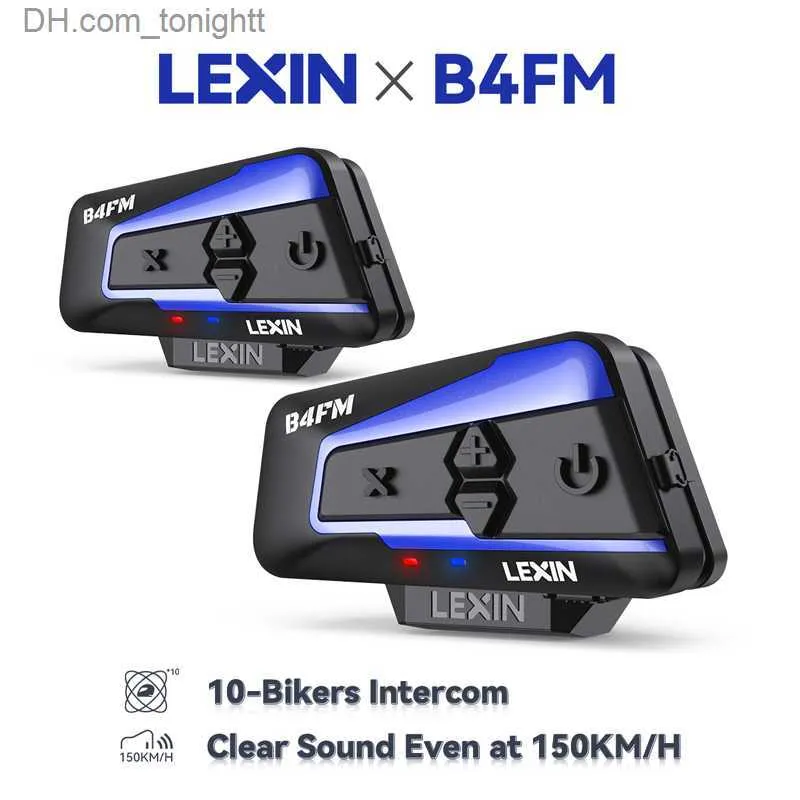 Lexin B4FM-X bluetooth motocicleta interfone capacete fones de ouvido bt 5.0 comunicação sem fio interfone compartilhamento música 10 pilotos q230830