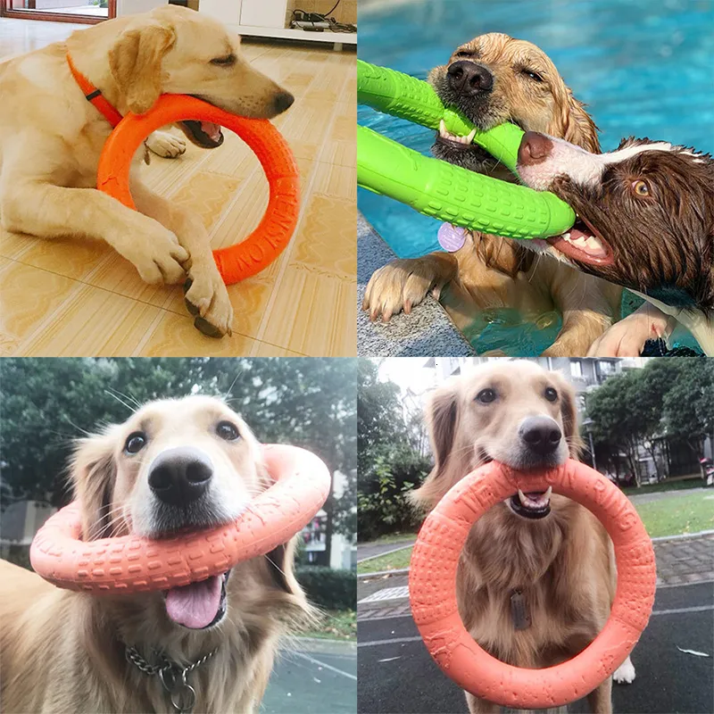 Dog Toys Tuggar för stora hundar EVA Interactive Training Ring Puller Resistant Pet Flying Discs Bite Toy Small 230829