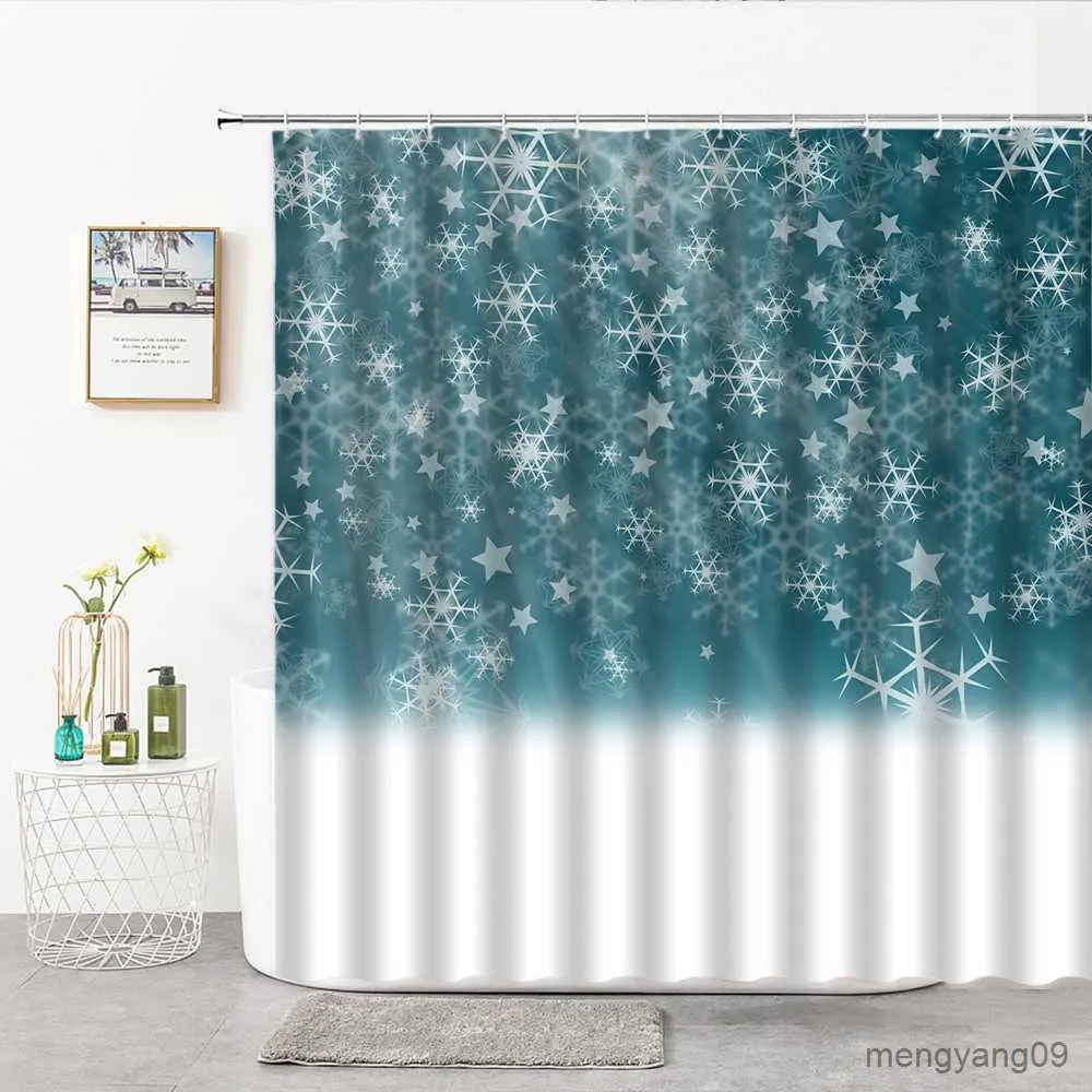 Cortinas de chuveiro do floco de neve cortina de chuveiro dos desenhos animados decoração de casa fundo cobertura de parede natal com cortinas de banho suprimentos do banheiro r230831