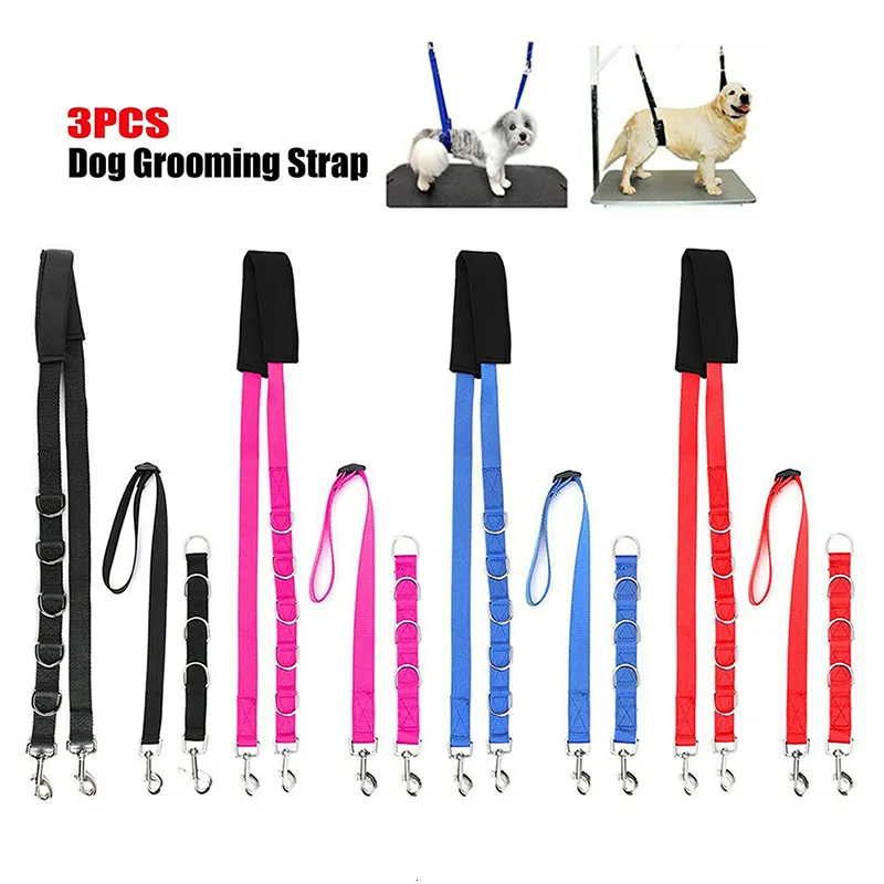 Colliers de chien Laisses Toilettage Sangle de ventre Fournitures pour animaux de compagnie Anneaux en D pour chien réglables Bande de bain Taille libre Ceinture de traction pour animaux de compagnie Collier de chien Harnais pour chien 3 pièces 230829