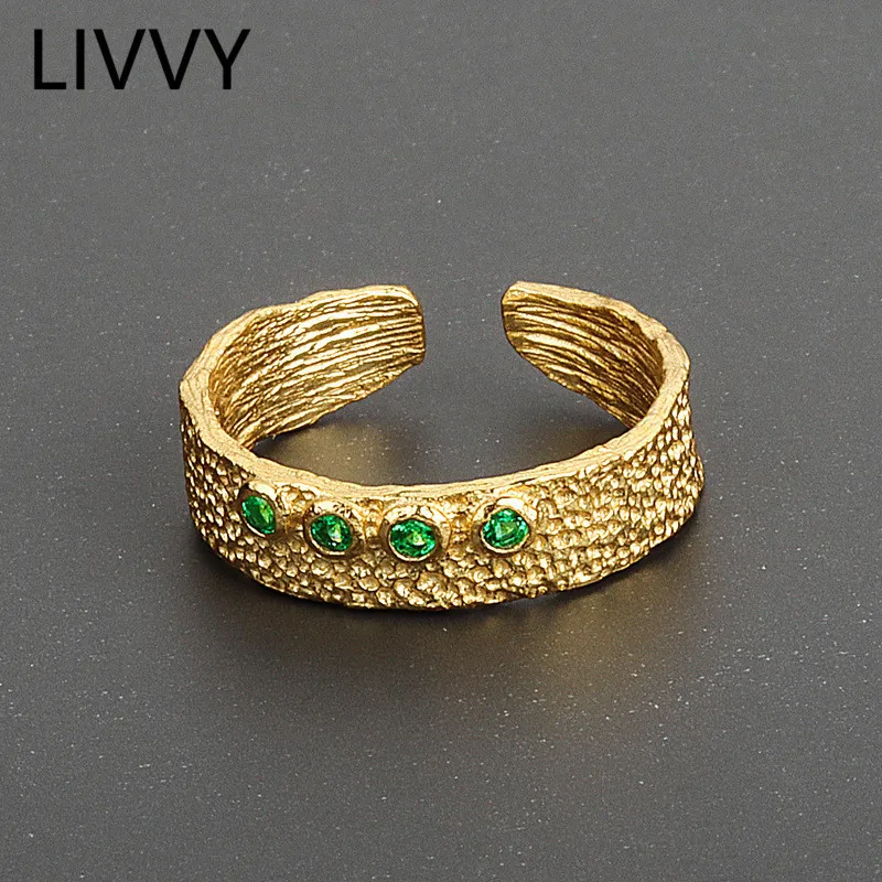 Band Rings LIVVY Silver Color Jewelry Multi Resizable Zircon For Women Girls Trendy Wedding Gift Trend 230830