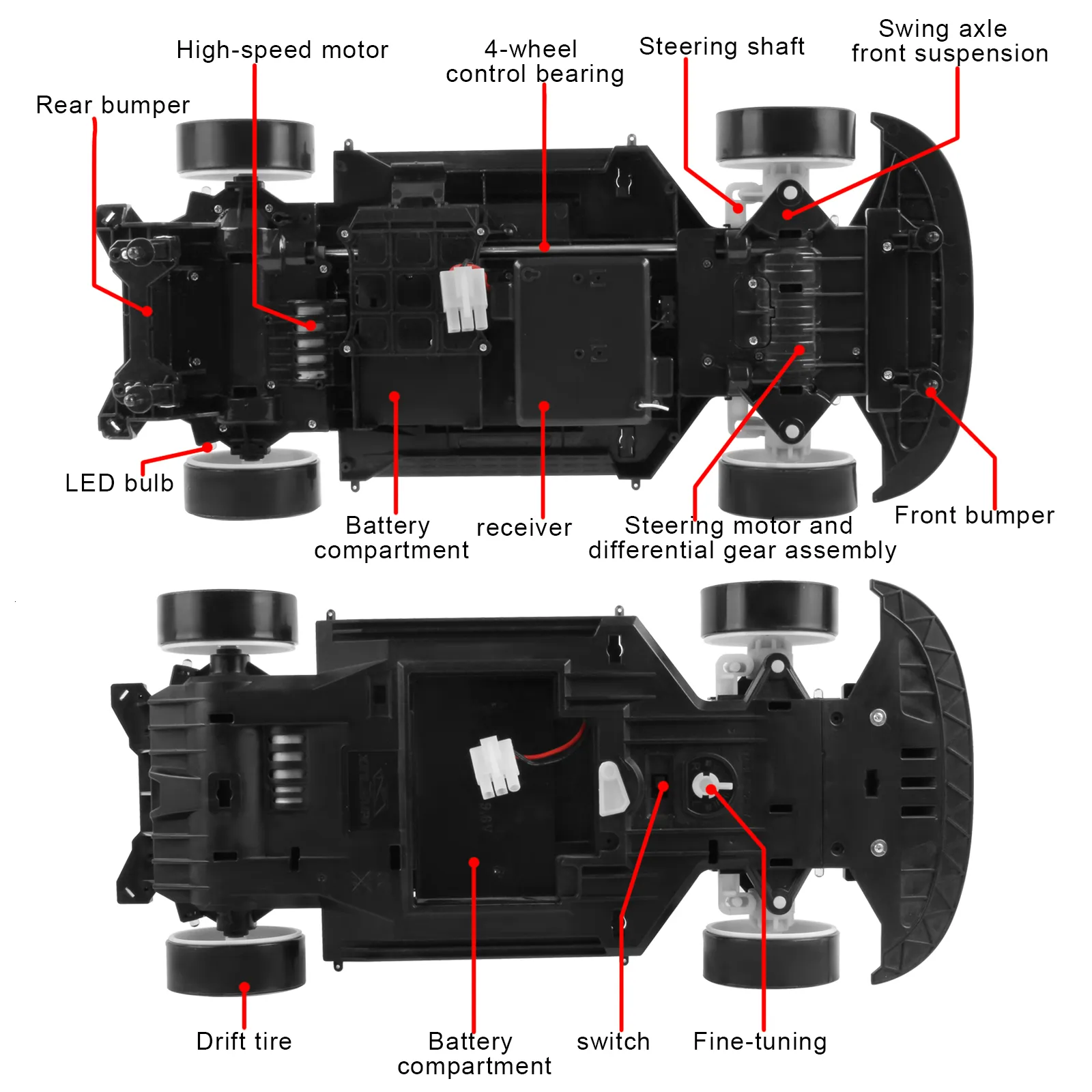 Carro de controle remoto racing 4wd Drift vel. Max. 70km/h