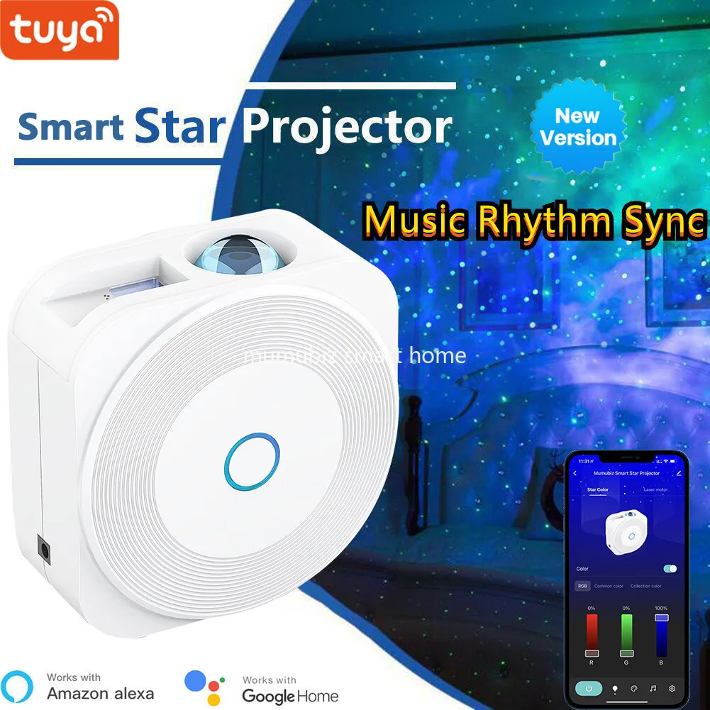 기타 전자 장치 Tuya Smart Star Projector 무선 라이프 앱 제어 업그레이드 음악 리듬 동기화 성운 Alexa 호환 230927