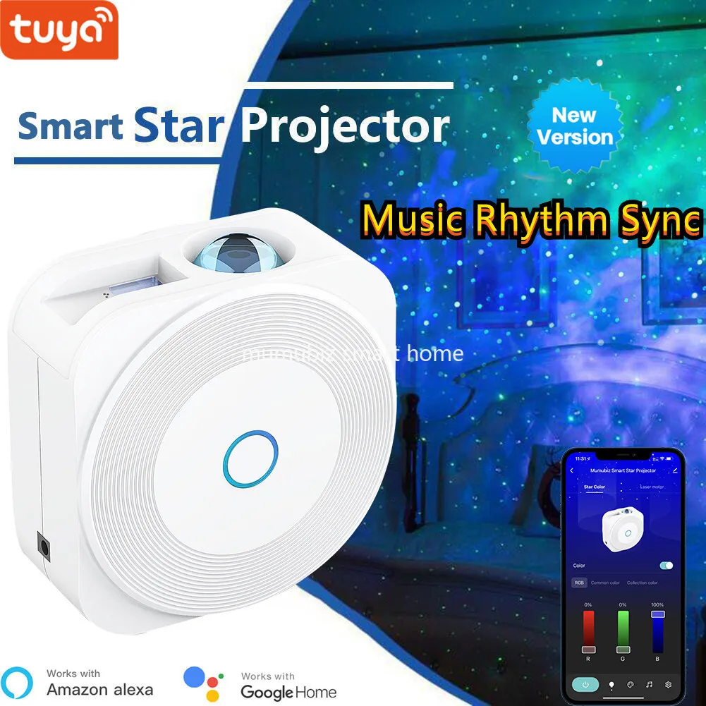 Andra elektronik Tuya Smart Star Projector Wireless Life App Control Uppgraderad musikrytm Sync Nebula Alexa Compatible 230927