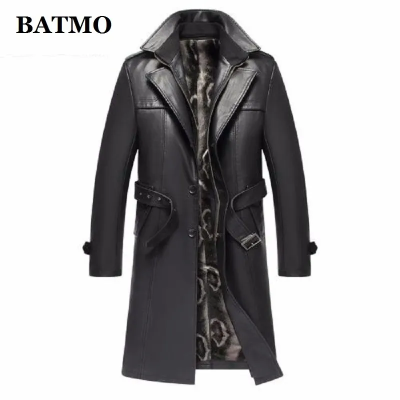 Hommes en cuir Faux cuir Batmo arrivée automne hiver en cuir véritable trench-coat épais hommes veste en cuir hommes long pardessus plussize S5XL 230831