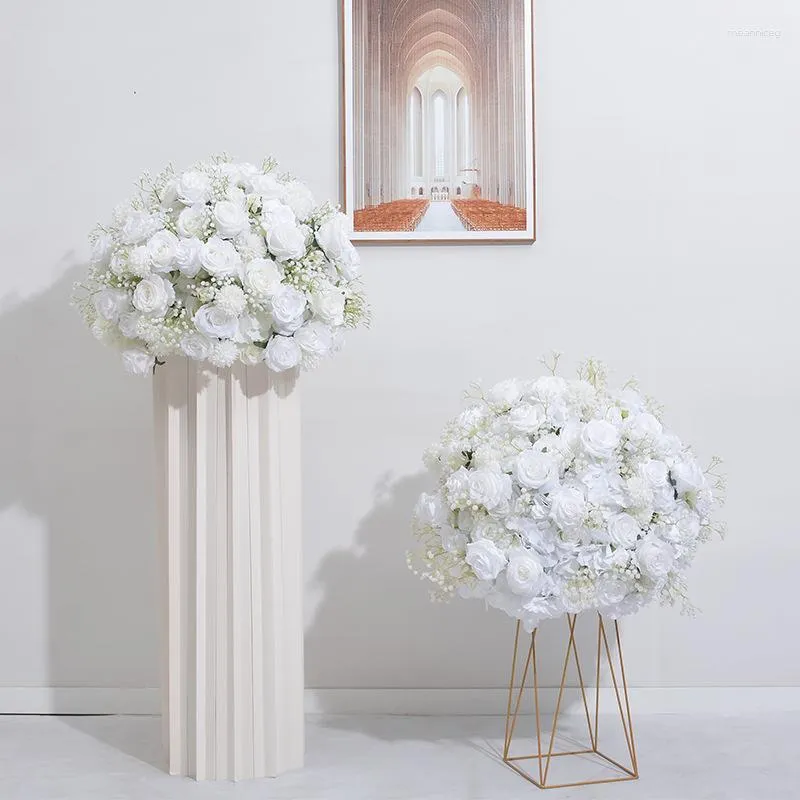 Decorative Flowers 60cm Road Leading Flower Ball Artificial For Wedding Decoration Fake Babybreath Rose High End Table Decor