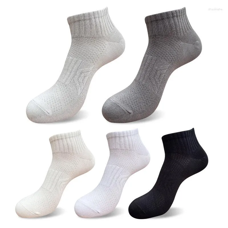 Chaussettes pour hommes 5 paires/lot blanc printemps été hommes solide course Sport coton maille respirant mince tube bas