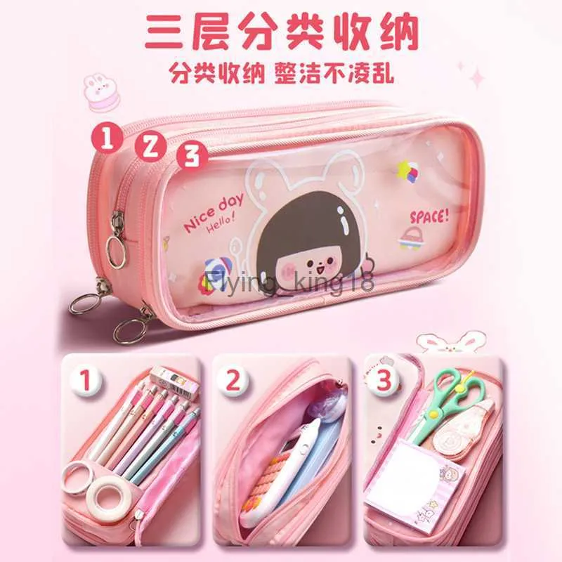 Source Cute transparent custom wholesale PVC black zipper pencil case for  girls on m.