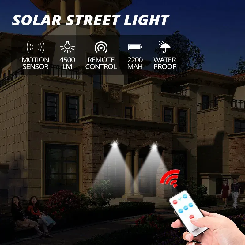 COB Solar Floodlights Lights Remote Control PIR Motion Sensor LED Solar street lamp outdoor Waterproof Spotlight Garden Wall light8168646