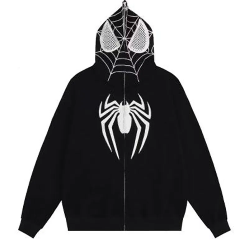 Dames Hoodies Sweatshirts Y2K Hoodie Persoonlijkheid Spider Print Harajuku Mode Jas Punk Paar Volledige Zip Up Tops Kawaii Kleding 230830