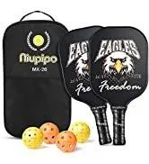 niupipo Pickleball Paddles, USAPA Approved Pickleball Paddles Set of 2, 4 Pickleball Balls 1 Port...