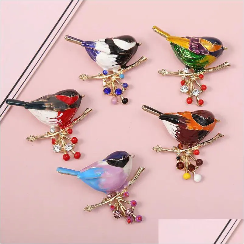 Pins Broches Design Simples Liga Oil-Drip Bird Broche Moda Personalidade Animal Cor Homens Mulheres Pin Roupas Jóias Presente Drop Delive Dhrmh