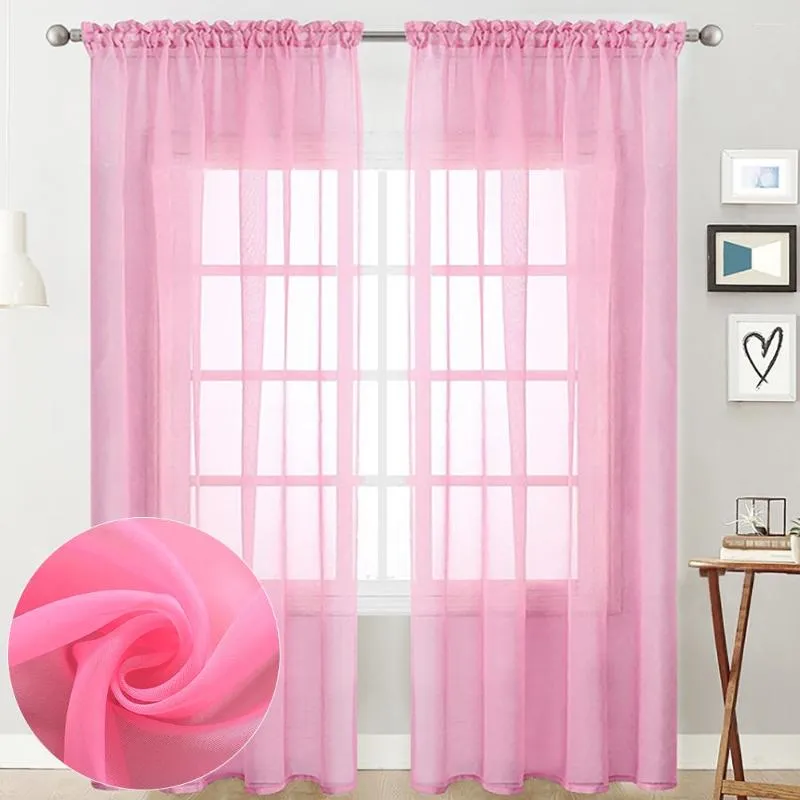 Gardin 1Panel Screening Pink Tulle Mesh Sheer Shutter Yarn Voile för vardagsrum sovrum dekorativt