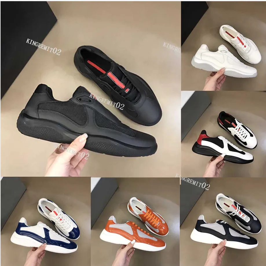 Scarpe casual di design Sneakers America Cup Scarpe da uomo Sneakers in vernice Scarpe da ginnastica piatte Scarpe da esterno stringate in rete nera in nylon