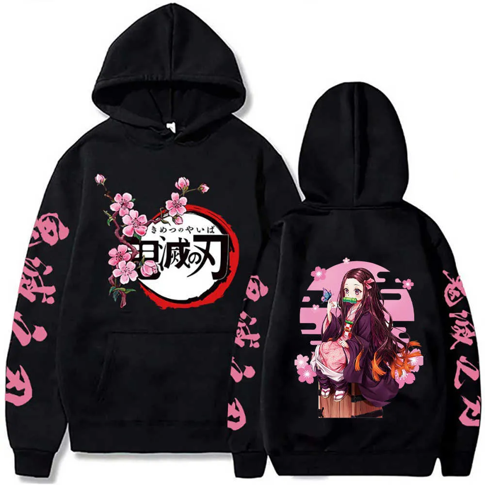 FIHTRY Sweat Homme à Capuche Demon Slayer Japon Anime Sweatshirt Pull Manches Longues-A_L