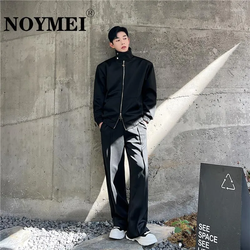 Men s Korean Style Tracksuit Set Casual Double Zipper Solid Color Gray 2024 Appliques Decoration Long Sleeve Short Pant