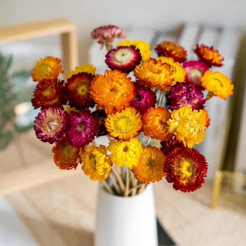 Dekoratif çiçekler doğal papatya kurutulmuş buketler yapay ayçiçeği kuru çiçek aranjmanları düğün çiftlik evi masa dekor ev dekorasyon