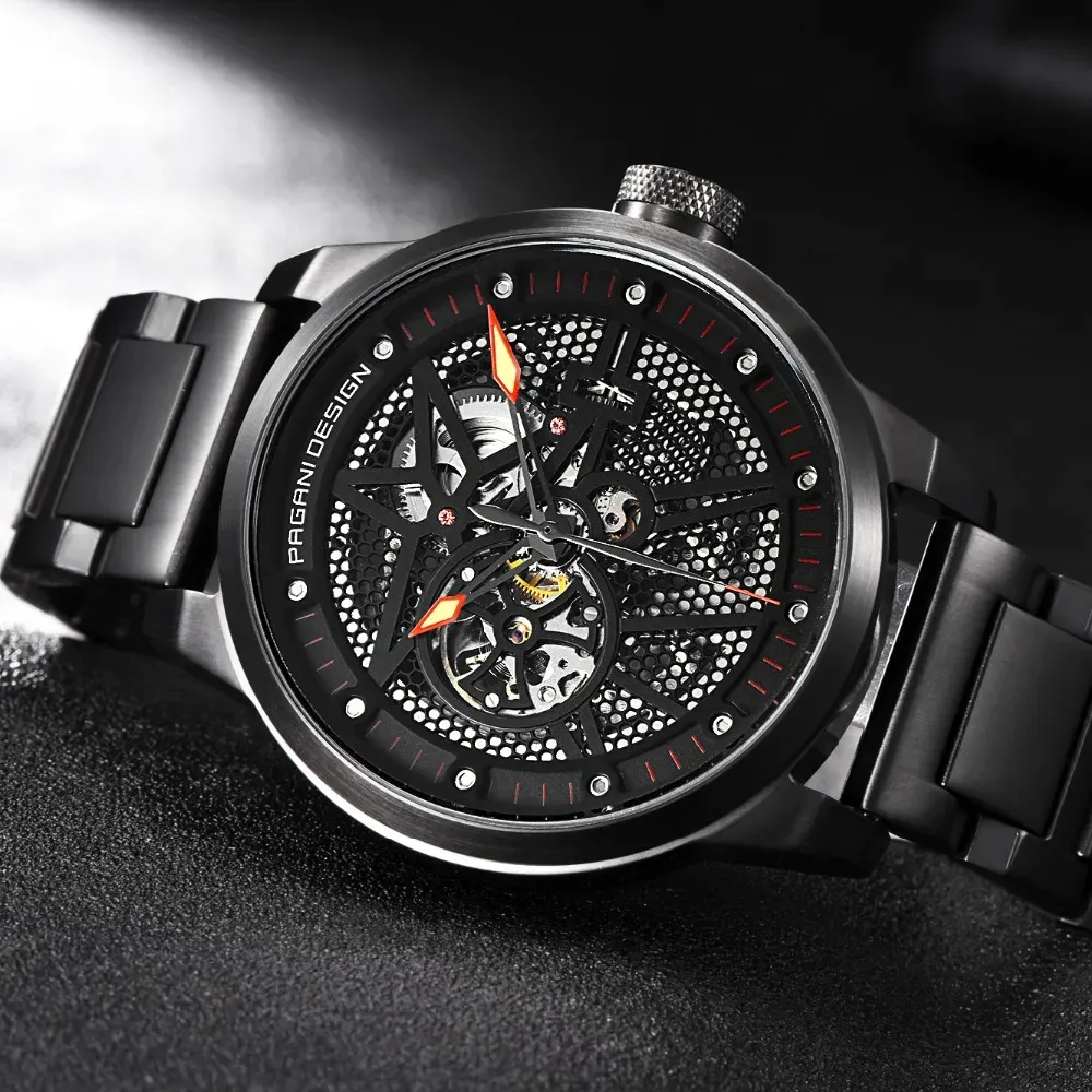 Steel Fashion Watch Wristwatches Men Stainless PAGANI Self-Wind Mechanical DESIGN Business Automatic Clock dropshipping Skeleton watch gold movement watches