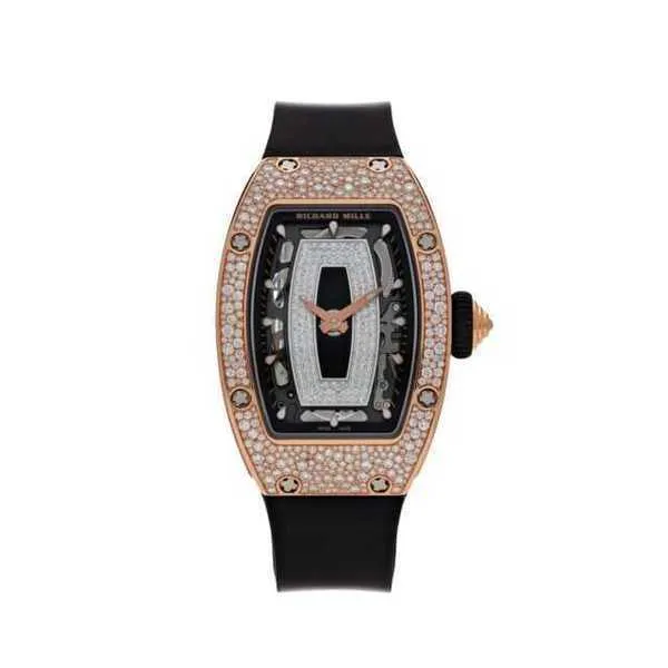 Richarmilles Sports Mechanical Watch Swiss Automatic Watches Richarmilles Women's Rose Gold Agate Snow Diamond Set Rm07-01 HBGU