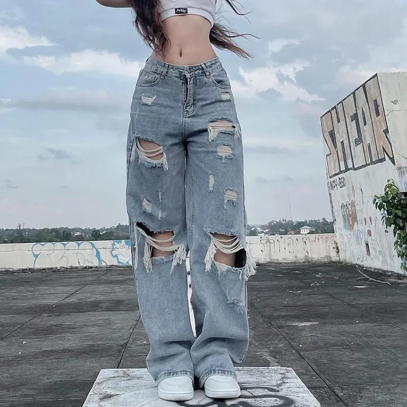 Pantaloni strappati larghi ragazza sale