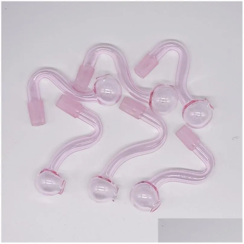 Tubi per fumatori 10 mm giunto maschio bruciatore a olio in vetro rosa per impianti di perforazione Bong spessi Pyrex ciotola di tabacco narghilè adattatore tubo chiodo che brucia fumo a Dhcpk