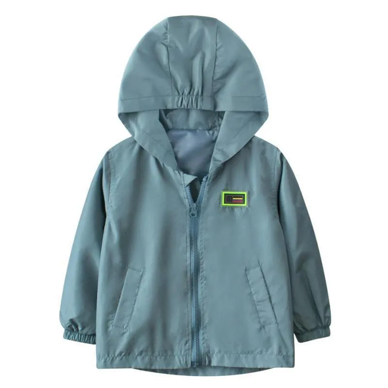 Jassen Kinderherfstjas Middelgrote en grote jongens Dun Eenvoudig Casual Mode Windjack Hoodie 230830