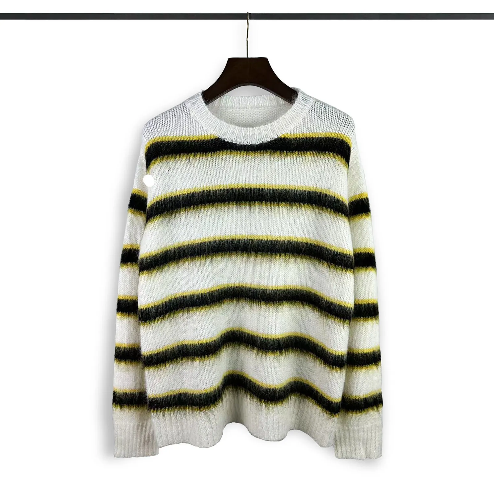 Oversized Mohair Sweater: Vintage Striped Pullover for Men & Women