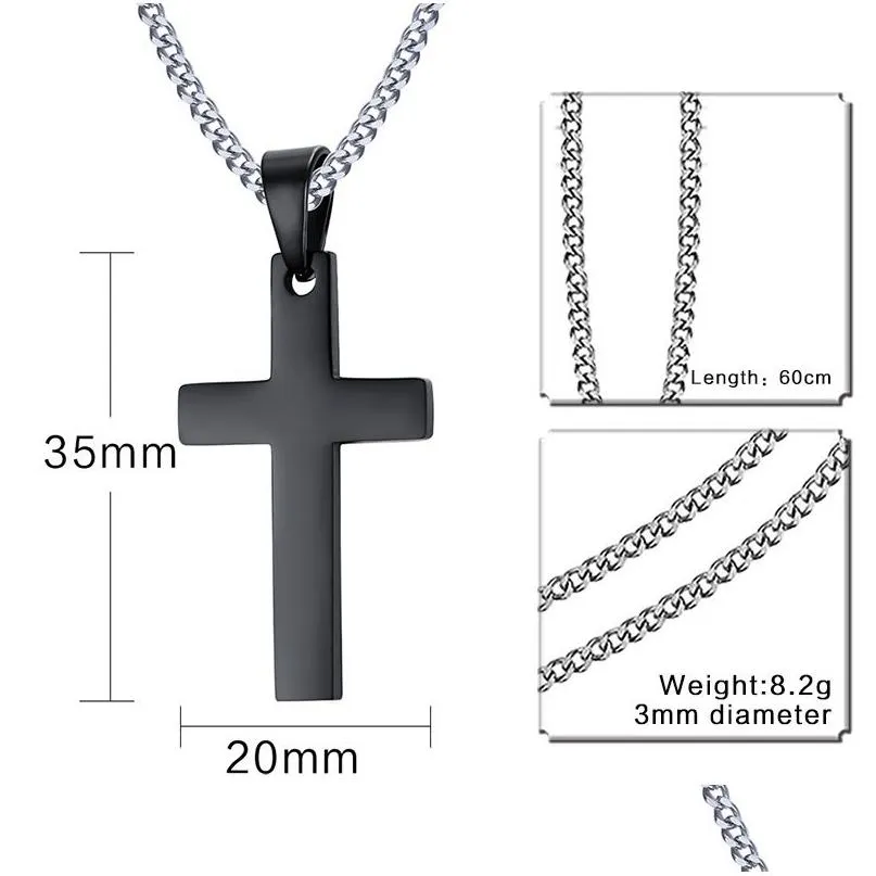 Colares Pingente 316L Cruz de Aço Inoxidável Homens S Relin Faith Titanium Crucifix Charm Link Chain para Mulheres Moda Jóias Drop Deliv Dh3Mn