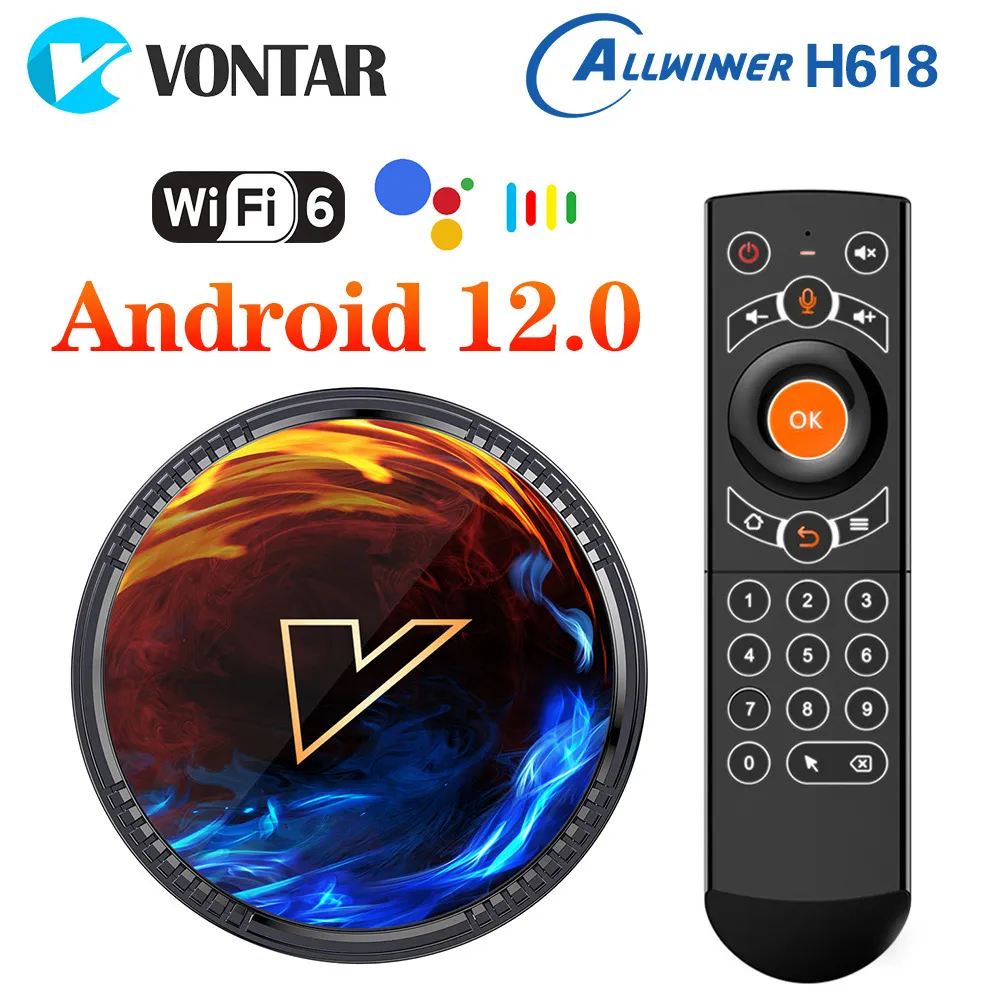 Set Top Box VONTAR H1 Android 12 TV Box Allwinner H618 Quad Core Cortex A53 Supporto video 8K BT Wifi6 Google Voice Media Player Set top box 230831