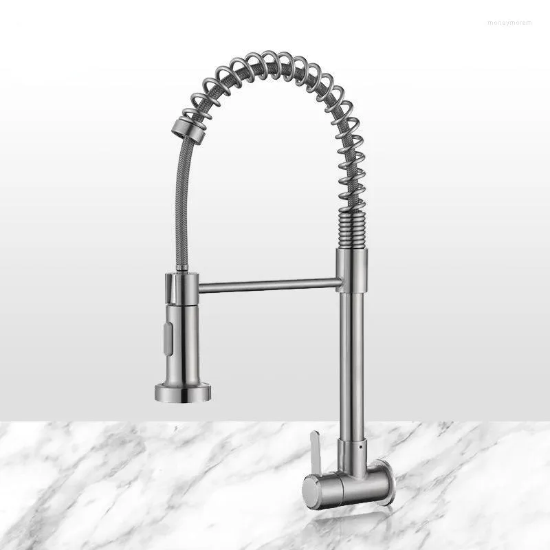 Kitchen Faucets Pull Out Faucet Sink Wall Mounted Single Cold Stainless Steel Tap