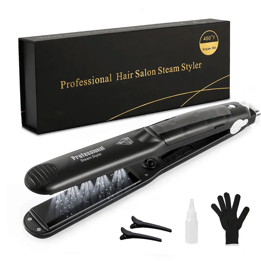 Hair Straighteners Steam Straightener Professional Ceramic Vapor Flat Iron 450 Fast Heat Argan Oil Treatment Care Tools 230831