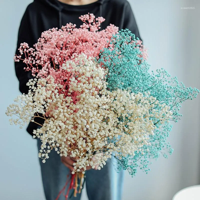 Dekorativa blommor torkade barn andas naturliga bevarade gipsophila buketter verkliga för bröllopsfest arrangemang hem diy dekor
