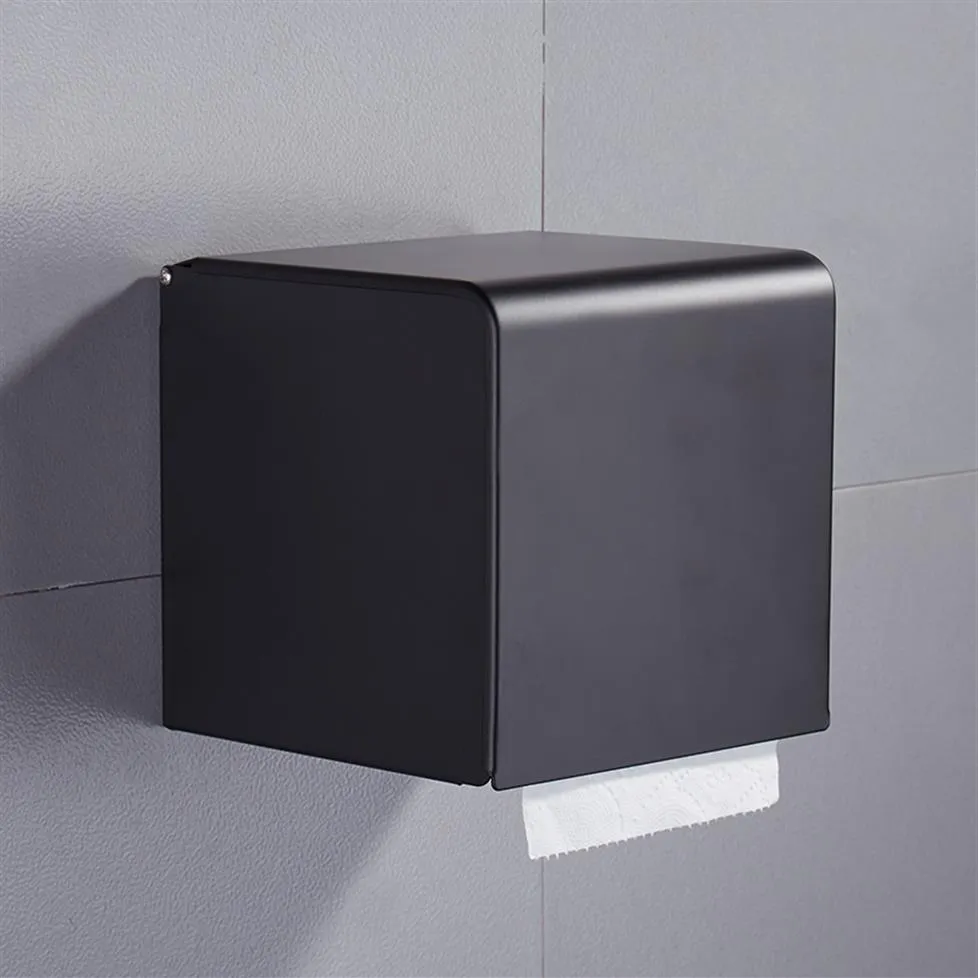 Black Paper Tissue Box Bathroom Paper Roll Holder Wall Mounted Toilet Paper Holder Rack Bathroom Accessories Tissue Holder Box279z