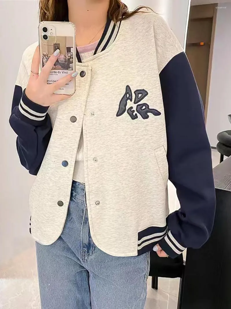 Vestes pour femmes Travail Étiquette en cuir Stéréoscopique Lettre Gaufrage Patch Femmes Sweatshirts Baseball Uniforme Veste Manteau Casual Femme Top