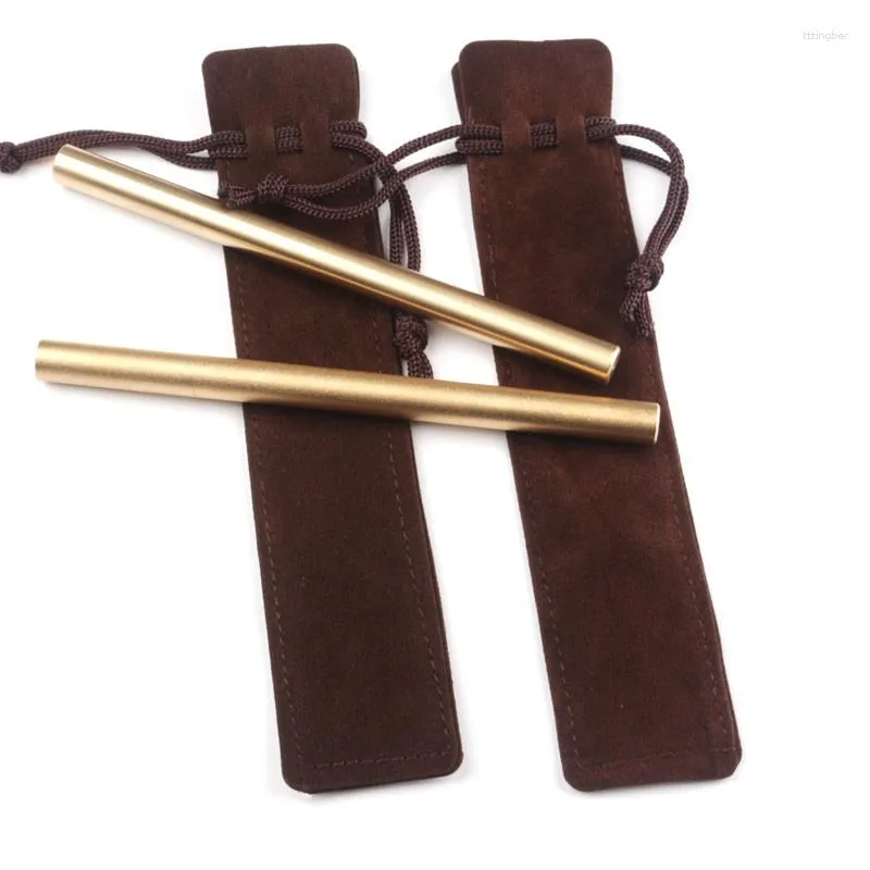 Mirror Type Brass Signature Pen Creative Handmade Neutral Metal Water - Based Business Gift With Cloth Bag