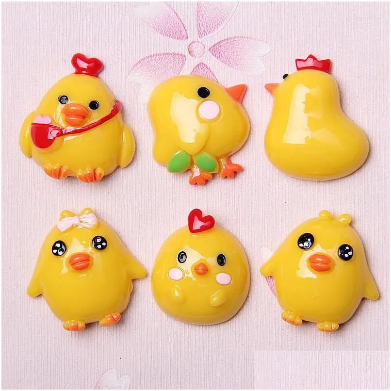 Charms Minibestellung 10 Stück Kawaii Tierküken Harz Cabochons DIY Schmuckzubehör Ornament Zubehör Gilr Haarschleife Mittelclip Tropfen D Dhvfv