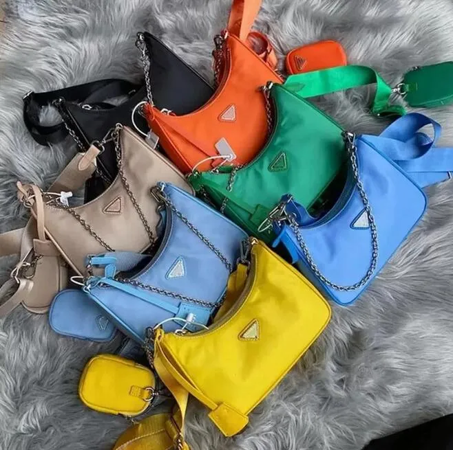 Nylon 3 peças de alta qualidade homem mulheres luxo designers bolsas bolsas hobo bolsas senhora bolsa crossbody ombro mensageiro totes moda carteira saco