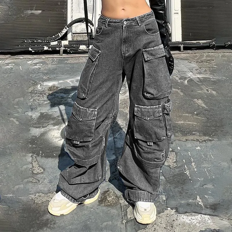 Jeans Da Donna Pantaloni Cargo Pantaloni Vintage Da Strada Lavati