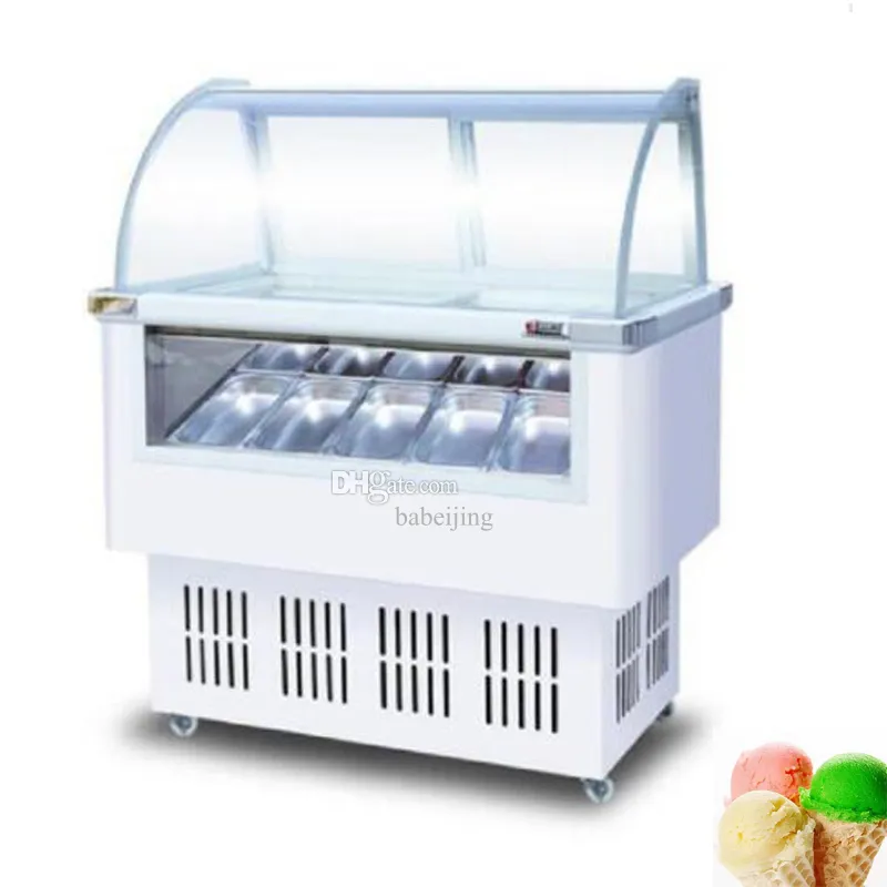 Vitrine de sorvete italiano, vitrine de vidro para sorvete, vitrine de picolé de frutas, máquina comercial de armazenamento de sorvete