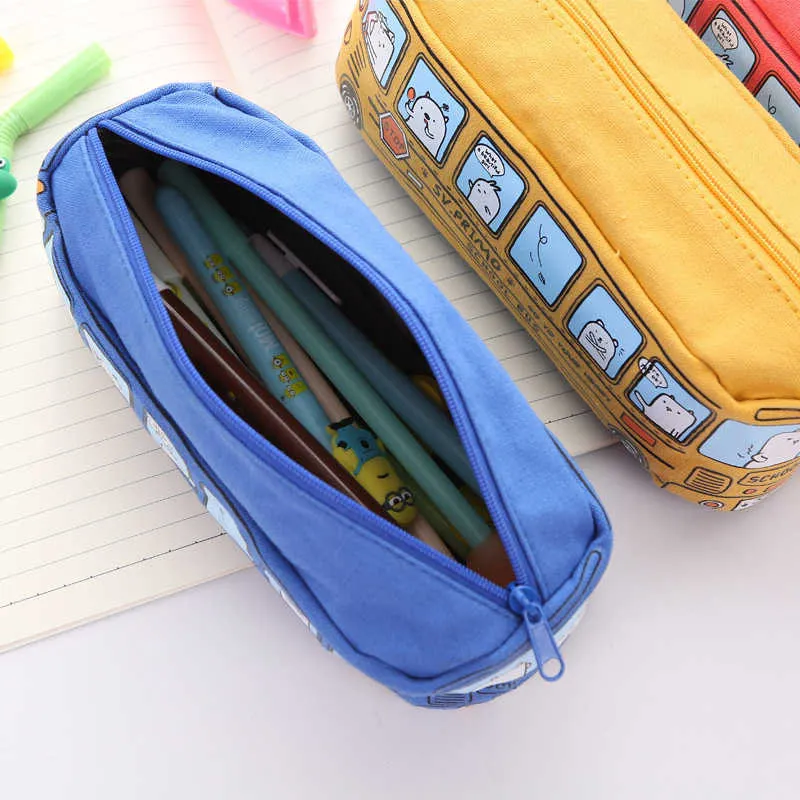 Nauka zabawek autobus słodki ołówek pudełko na płótnie pudełko papiernicze duża pojemność Pen Pen Pen Bag School Pencil Case for Children Pen Case Kawaii Prezenty studenckie